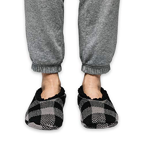 Men's Slipper Socks, Agilis Soft Step Technology with Memory Foam - Calcetines Zapatillas de Hombre, Agilis Soft Step Technology con Planta de Memory Foam (Black Grey Checker, Numeric_40)