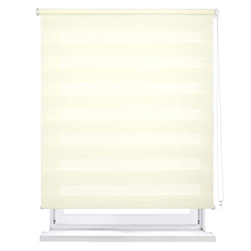 MERCURY TEXTIL Estor Enrollable de Doble Capa, Noche y Día, translúcido y oscurecido (100 x 180 cm, Yellow)