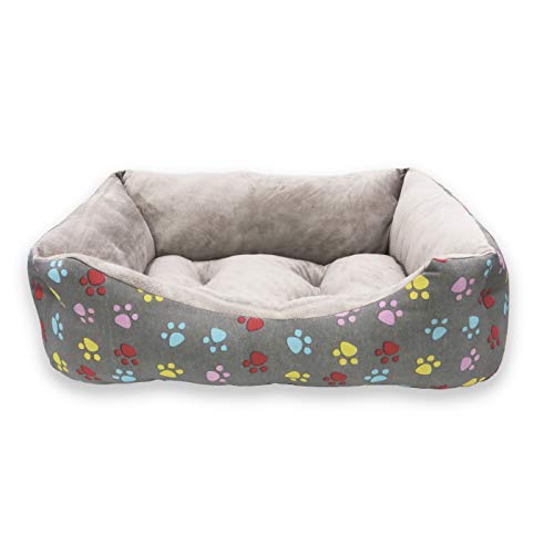 MERCURY TEXTIL- Sofá, Cesta,Cama Comoda para Perros,Gatos y Mascotas, con Relleno de Fibras Super Suave,Resistente al Desgaste y Duradero (Pequeño, Huellas Mascotas)