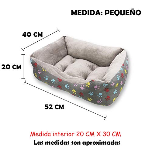 MERCURY TEXTIL- Sofá, Cesta,Cama Comoda para Perros,Gatos y Mascotas, con Relleno de Fibras Super Suave,Resistente al Desgaste y Duradero (Pequeño, Huellas Mascotas)