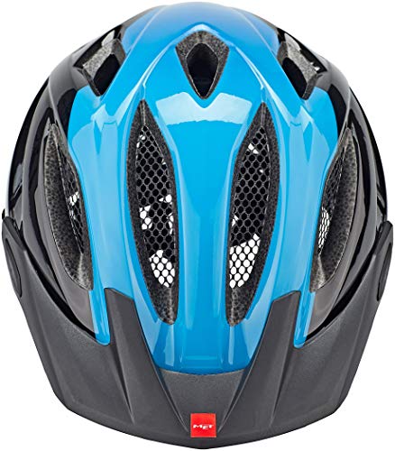 MET Casco Crossover Brillo 60-64, Adultos Unisex, Negro/Cian (Multicolor), XL