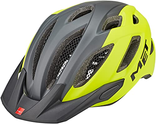 MET Fahrradhelm Crossover, neon gelb grau - glänzend, 52-59 cm, 3HM109