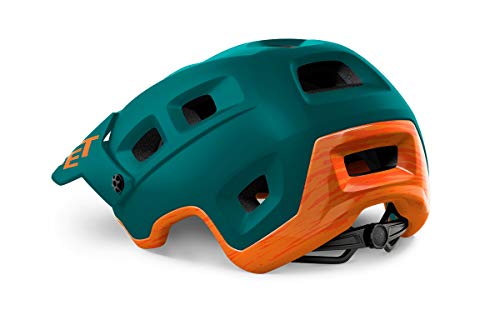 MET Terranova - Casco de bicicleta de montaña, color verde y naranja, talla L (58-61 cm), 355 g