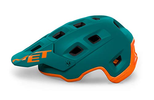 MET Terranova - Casco de bicicleta de montaña, color verde y naranja, talla L (58-61 cm), 355 g