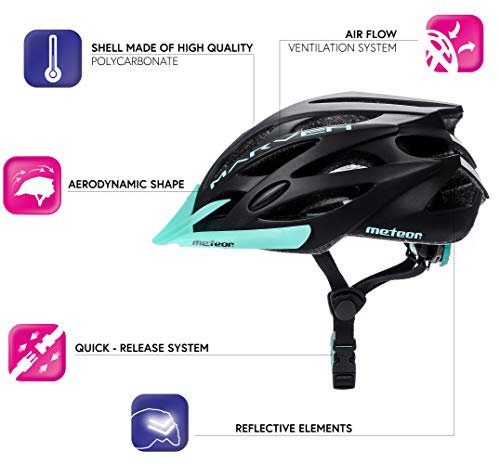 meteor Casco Bicicleta - Helmet Ciclismo para Jóvenes y Adulto Bicicleta Patineta Skate Patines Monopatines - Bici Accesorios - El diseño Ligero - Muchos Patrones - Marven