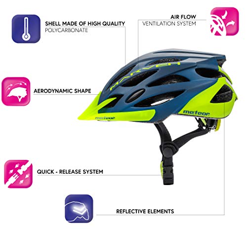 meteor Casco Bicicleta - Helmet Ciclismo para Jóvenes y Adulto Bicicleta Patineta Skate Patines Monopatines - Bici Accesorios - El diseño Ligero - Muchos Patrones - Marven