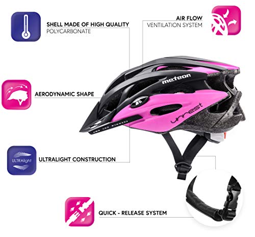 meteor® Casco Bicicleta Helmet de Bici para jóvenes y Adultos para Ciclismo MTB Road Race Montaña BMX Carretera y Otras Formas de Actividad Ciclista Casco Protección Unrest