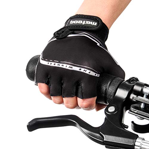 meteor Guantes de Ciclismo niñas y niños - Guantes Bicicleta para Infantil MTB BMX Carretera Montaña sin Dedos - con una Almohadilla de Gel (M ~7-7,5cm, Racing)