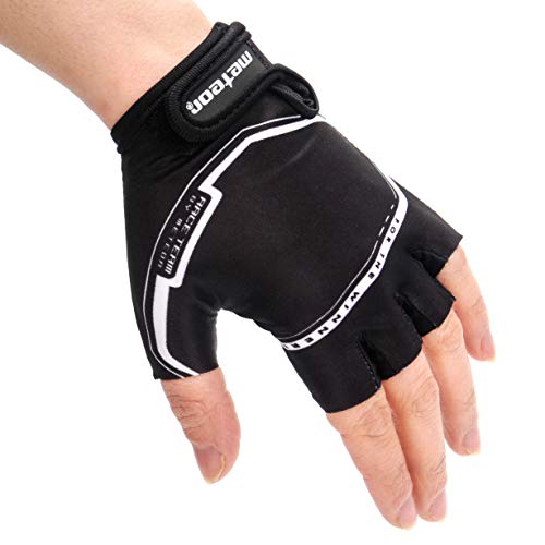 meteor Guantes de Ciclismo niñas y niños - Guantes Bicicleta para Infantil MTB BMX Carretera Montaña sin Dedos - con una Almohadilla de Gel (M ~7-7,5cm, Racing)