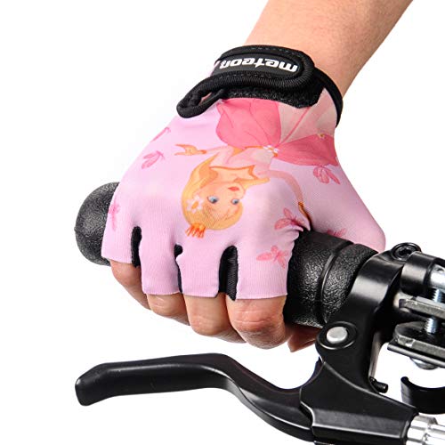 meteor Guantes de Ciclismo niñas y niños - Guantes Bicicleta para Infantil MTB BMX Carretera Montaña sin Dedos (XS ~6-6,5cm, Princess)