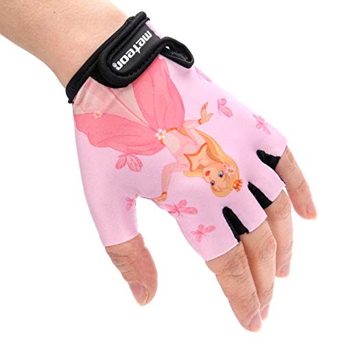 meteor Guantes de Ciclismo niñas y niños - Guantes Bicicleta para Infantil MTB BMX Carretera Montaña sin Dedos (XS ~6-6,5cm, Princess)