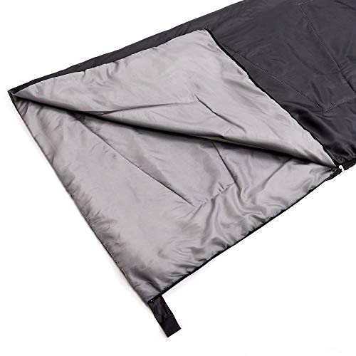 meteor Saco Dormir Rectangulares - Ideal para niños y Adultos en Viaje Camping Funda vivac Festival Hotel Acampada Senderismo al Aire Libre Portátil con Saco de Compresion Snooze (Negro)