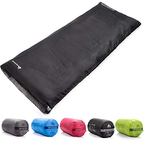 meteor Saco Dormir Rectangulares - Ideal para niños y Adultos en Viaje Camping Funda vivac Festival Hotel Acampada Senderismo al Aire Libre Portátil con Saco de Compresion Snooze (Negro)