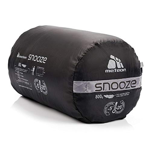 meteor Saco Dormir Rectangulares - Ideal para niños y Adultos en Viaje Camping Funda vivac Festival Hotel Acampada Senderismo al Aire Libre Portátil con Saco de Compresion Snooze (Negro)