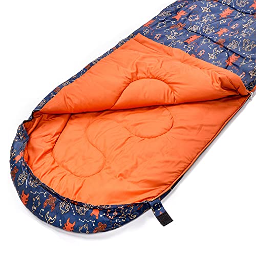 meteor Saco Dormir Tipo Momia con Capucha - para Niños en Viaje Camping Funda vivac Festival Hotel Portátil con Mochila YMER ((130 + 25) x 60/40 cm, Robot)