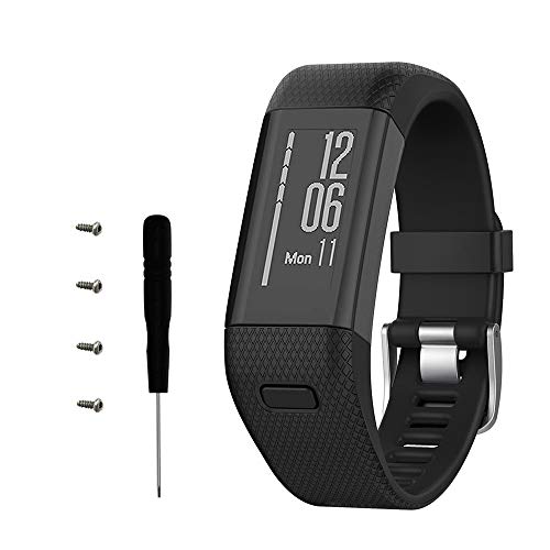 METEQI Correa Compatible con Garmin Vivosmart HR+, Correas de Reloj Ajustables de Silicona(Non per Garmin Vivosmart HR) (Negro)