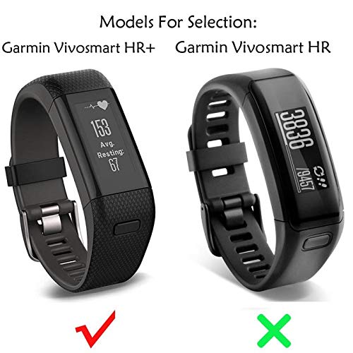 METEQI Correa Compatible con Garmin Vivosmart HR+, Correas de Reloj Ajustables de Silicona(Non per Garmin Vivosmart HR) (Negro)