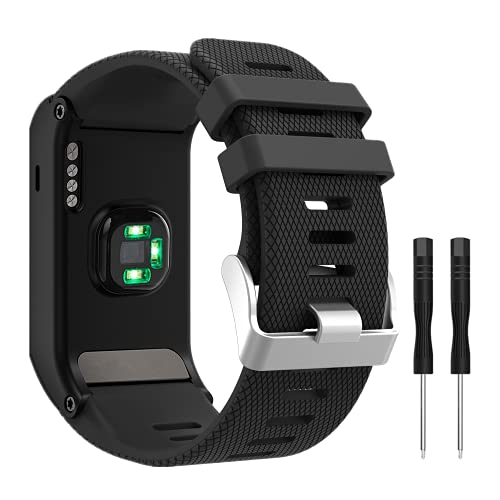 METEQI Correa de Reloj de Silicona Compatible con Garmin Vivoactive HR (Negro)