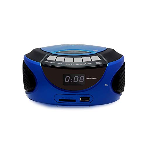 Metronic 477129 - Radio CD portátil con Bluetooth y puerto USB/SD/MMC: reproduce MP3, 2x1W, azul