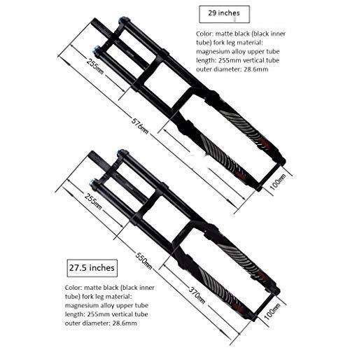 MGE 27,5 Pulgadas Suspensión Tenedor Tenedor Doble del Hombro del Cubo del Eje de Bicicletas de montaña de Descenso Frente Tenedor de amortiguación 29 Pulgadas de Bicicletas (Size : 29inch)