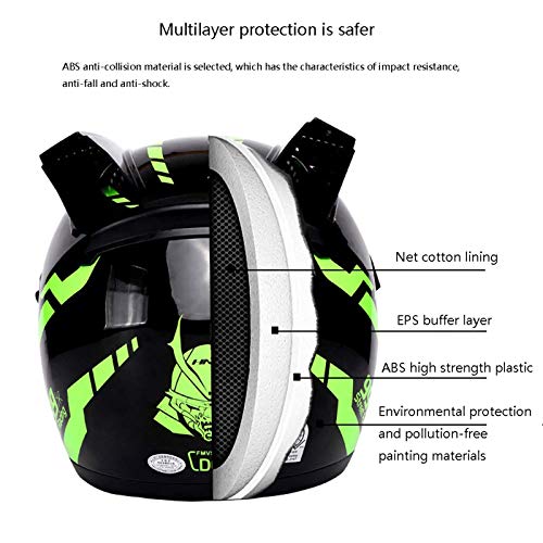 MHCYKJ Calle Motocicleta de la Cara Llena Casco de la Bici Unisex-Adulto Compacto de Peso Ligero de la Calle de la Cara Llena de la Bici HelmetFlip hasta Dual Viseras Cara Llena Casco,C,XXL