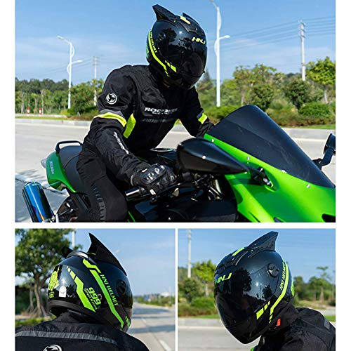 MHCYKJ Calle Motocicleta de la Cara Llena Casco de la Bici Unisex-Adulto Compacto de Peso Ligero de la Calle de la Cara Llena de la Bici HelmetFlip hasta Dual Viseras Cara Llena Casco,C,XXL