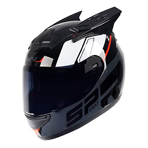 MHCYKJ Calle Motocicleta de la Cara Llena Casco de la Bici Unisex-Adulto Compacto de Peso Ligero de la Calle de la Cara Llena de la Bici HelmetFlip hasta Dual Viseras Cara Llena Casco,C,XXL