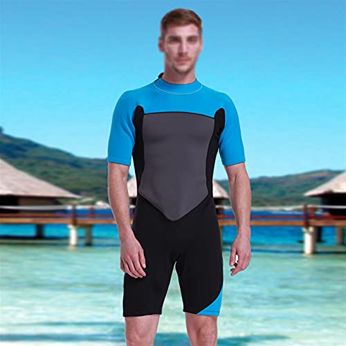 MHSHKS Traje De Buceo Traje De Neopreno Shorty con Cremallera Trasera para Hombre De 2 Mm, Buceo, Surf, Manga Corta, para Deportes Acuáticos para Hacer Surf, Nadar, Deportes Acuáticos (Size : XXL)