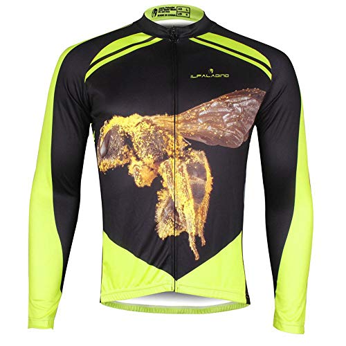 MHSHXY Ciclismo Jersey patrón de dibujos animados manga larga polar al aire libre cremallera completa deporte Bicicletas ropa para MTB carretera bicicleta ropa amarillo-m