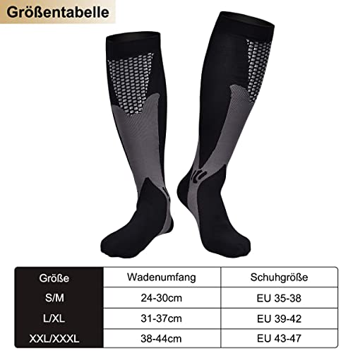 Miavogo 3 Par de Medias de Compresión para Hombre, Medias de Soporte Con Elástico, Calcetines de Compresión Hombres, Adecuado para Deportes, Viajes, Fitness (L/XL)