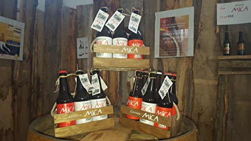 MiCA – Pack Degustación 6 Cervezas Artesanales – Caja Regalo Madera - 2 uds Blonde Ale Premium, 2 uds Ipa y 2 uds Ale - botellas 33 cl