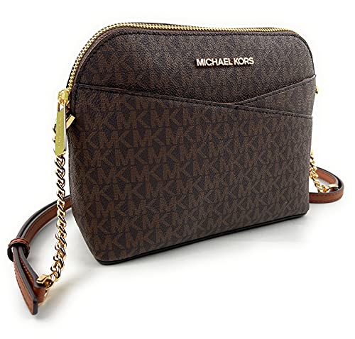 Michael Kors Jet Set Bolso bandolera mediano de piel, Marrón,