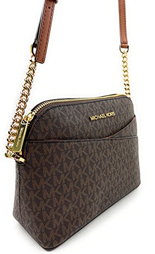 Michael Kors Jet Set Bolso bandolera mediano de piel, Marrón,