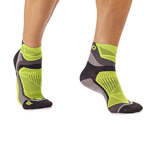 MICO CALCETINES DE CARRERAS PROFESIONAL 100% Made in Italy, Ultraligero, Extralight Weight, en Tejido de Poliamida, Unisex para Hombres y Mujeres Deportes (41-43, Antracita/Amarillo Fluo)