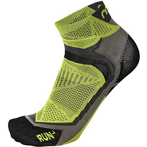 MICO CALCETINES DE CARRERAS PROFESIONAL 100% Made in Italy, Ultraligero, Extralight Weight, en Tejido de Poliamida, Unisex para Hombres y Mujeres Deportes (41-43, Antracita/Amarillo Fluo)