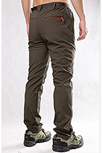 Micosuza – Pantalones softshell para hombre, pantalones de senderismo, para exteriores, impermeables y a prueba de viento, otoño/invierno, hombre, color verde, tamaño EU S=Label L