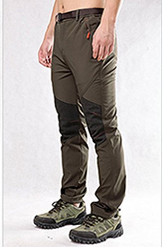 Micosuza – Pantalones softshell para hombre, pantalones de senderismo, para exteriores, impermeables y a prueba de viento, otoño/invierno, hombre, color verde, tamaño EU S=Label L