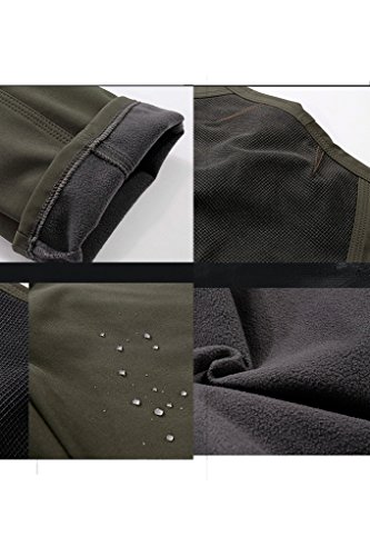 Micosuza – Pantalones softshell para hombre, pantalones de senderismo, para exteriores, impermeables y a prueba de viento, otoño/invierno, hombre, color verde, tamaño EU S=Label L