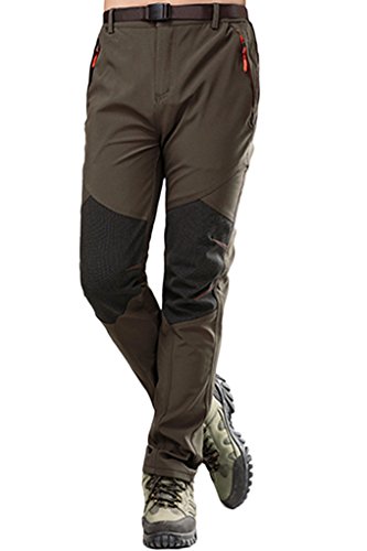 Micosuza – Pantalones softshell para hombre, pantalones de senderismo, para exteriores, impermeables y a prueba de viento, otoño/invierno, hombre, color verde, tamaño EU S=Label L