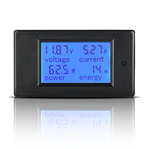MICTUNING DC 6.5,100 V 100 A pantalla digital LCD voltímetro amperímetro multímetro Volt medidor de vatios de potencia de energía Azul con 100 A,75mv Shunt