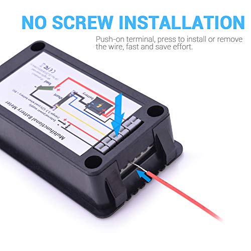 MICTUNING Pantalla LCD Medidor de Monitor de Batería DC 0-200V Voltímetro Amperímetro para Coche, Sistema Solar RV