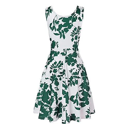 Midi Vestido de CóCtel Verano Mujer sin Mangas La Vendimia Las Casual - Verano Corto Vestidos de Plisada Elegant con Floral Estampado Cuello en U Wrap Dress para Fiesta Playa Noche