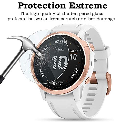 Miimall Funda Protectora de Pantalla Compatible con Garmin Fenix 6S/6S Pro, Anticaída TPU Case + 9H Vidrio Películas Templadas Antigolpe Carcasa para Garmin Fenix 6S/6S Pro - Transparente