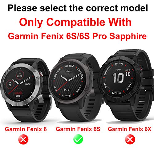 Miimall Funda Protectora de Pantalla Compatible con Garmin Fenix 6S/6S Pro, Anticaída TPU Case + 9H Vidrio Películas Templadas Antigolpe Carcasa para Garmin Fenix 6S/6S Pro - Transparente