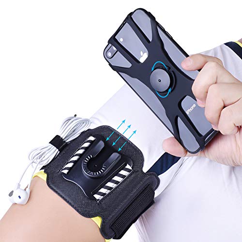 MIJOBS Brazalete Deportivo, Brazalete para el Antebrazo Transpirable con 360° Rotación y Bolsillito de Llaves para iPhone X/XR/7/8 Plus, Samsung Galaxy S8/S9/S10 Plus/S20 Plus de 4"-6.5" (2 IN 1)