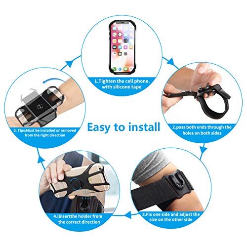 MIJOBS Brazalete Deportivo, Brazalete para el Antebrazo Transpirable con 360° Rotación y Bolsillito de Llaves para iPhone X/XR/7/8 Plus, Samsung Galaxy S8/S9/S10 Plus/S20 Plus de 4"-6.5" (2 IN 1)