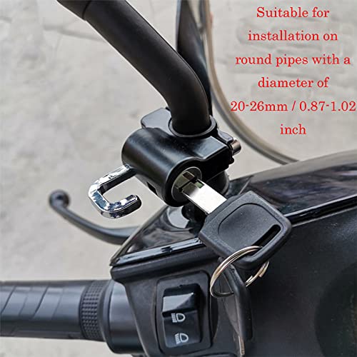 Mikqky 2 Piezas Bloqueo de Casco de Seguridad, Candado para Casco de Motocicleta con 2 Llaves Candado Universal para Casco de Motocicleta Compatible con Manillares de 22 Mm a 28 Mm (Negro)