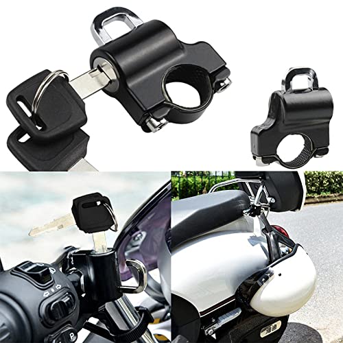 Mikqky 2 Piezas Bloqueo de Casco de Seguridad, Candado para Casco de Motocicleta con 2 Llaves Candado Universal para Casco de Motocicleta Compatible con Manillares de 22 Mm a 28 Mm (Negro)