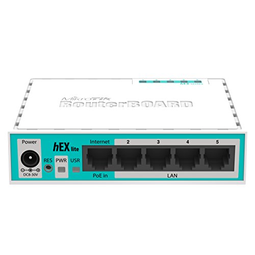 MikroTik Hex Lite Ethernet Blanco - Router (10,100 Mbit/s, Ethernet (RJ-45), Blanco, 64 MB, 850 MHz, CC)
