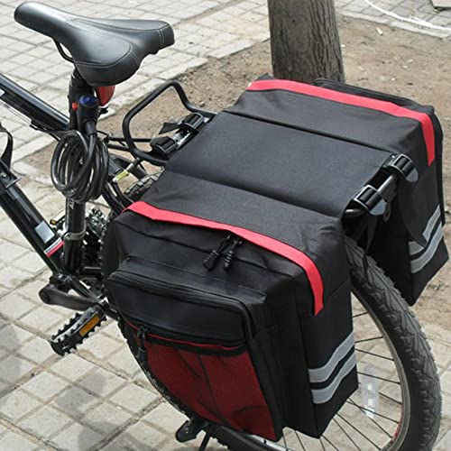 Milageto Impermeable Oxford Tela Bicicleta Asiento Trasero Portador Bolsa Ciclismo Doble Panniers Bolsa - Rojo